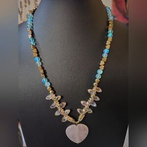 Elegant Blue and Gold Beaded Necklace